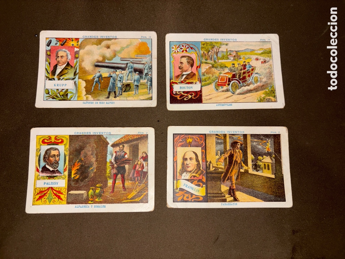 Coleccionismo Cromos antiguos: Lote de 3 cromos grandes inventos,chocolates EL BARCO,hijo Pedro llores vaello,VILLAJOYOSA