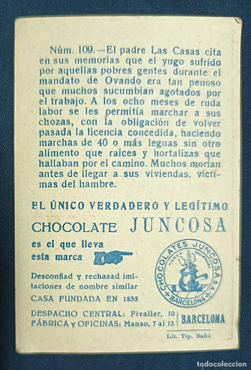 Coleccionismo cromos antiguos: CROMO CRIST&Oacute;BAL COL&Oacute;N N&ordm; 109.CHOCOLATES JUNCOSA - Foto 2