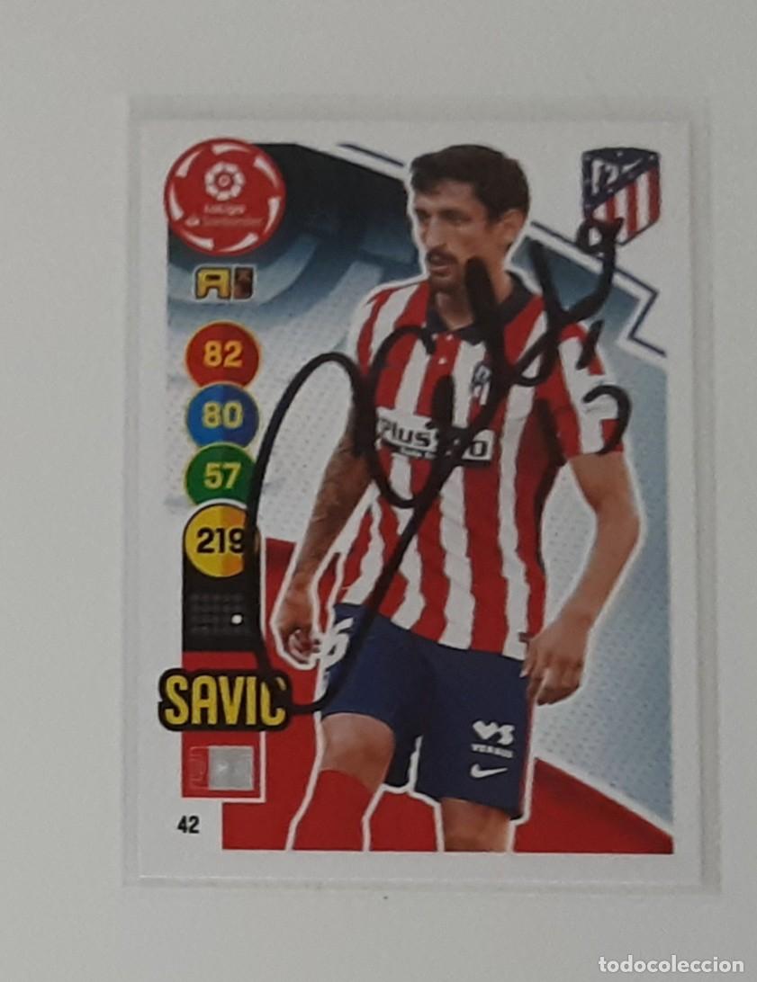 Coleccionismo Cromos antiguos: Cromo firmado autografo savic atletico Madrid