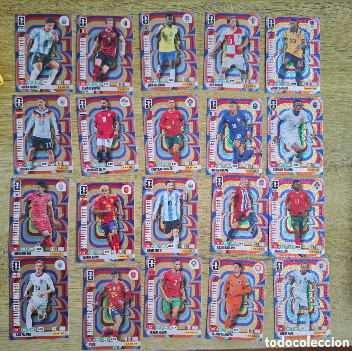 Coleccionismo Cromos antiguos: Lote 20 edici&oacute;n limitada adrenalyn mundial 2026 Messi Cr7 Lamine Mbappe