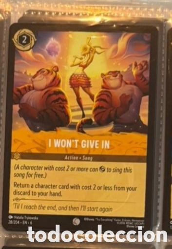 Coleccionismo Cromos antiguos: I WON'T GIVE IN Carta set LORCANA TCG