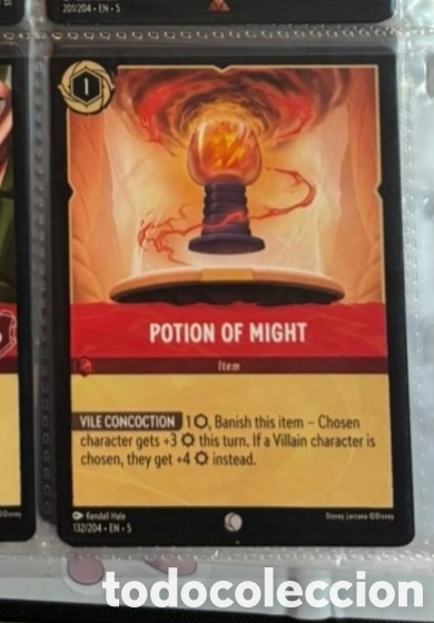 Coleccionismo Cromos antiguos: POTION OF MIGHT Carta set LORCANA TCG