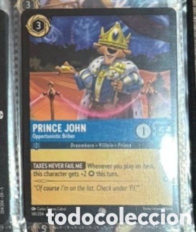 Coleccionismo Cromos antiguos: PRINCE JOHN Carta set LORCANA TCG