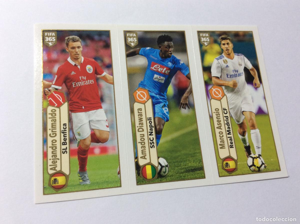Coleccionismo Cromos antiguos: 130 Alejandro Grimaldo / Amadou Diawara / Marco Asensio FIFA 365 2018 PANINI