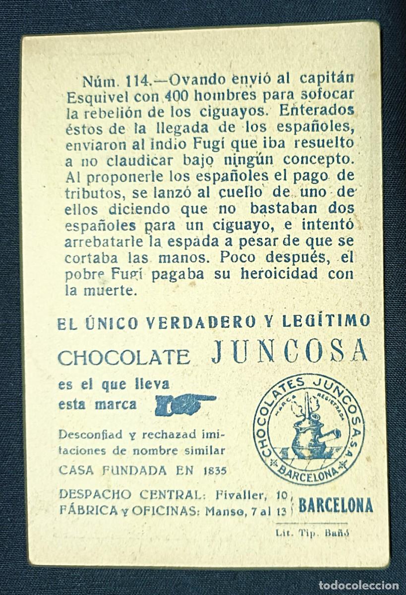 Coleccionismo cromos antiguos: CROMO CRIST&Oacute;BAL COL&Oacute;N N&ordm; 114.CHOCOLATES JUNCOSA - Foto 2