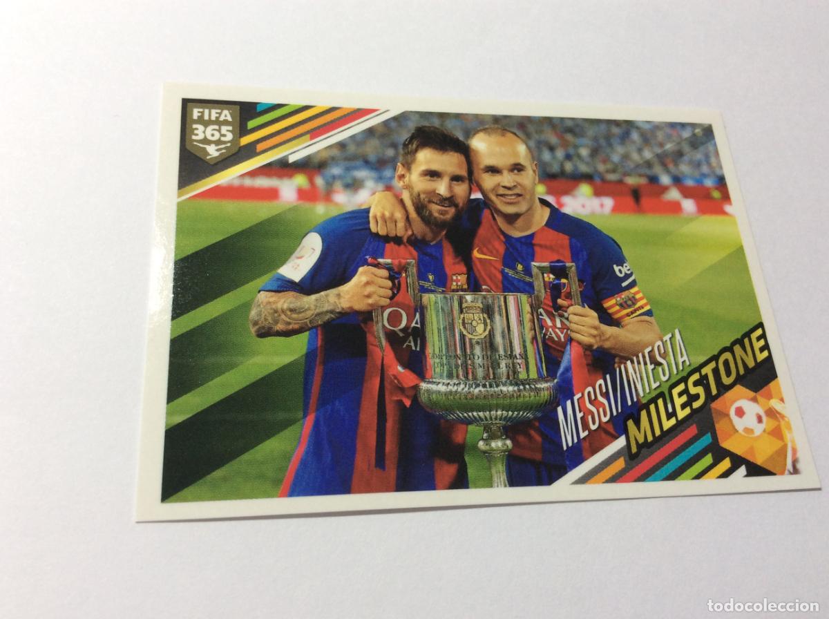 Collectable Antique Stickers: 387 Messi Iniesta FC Barcelona Milestone FIFA 365 2018 PANINI