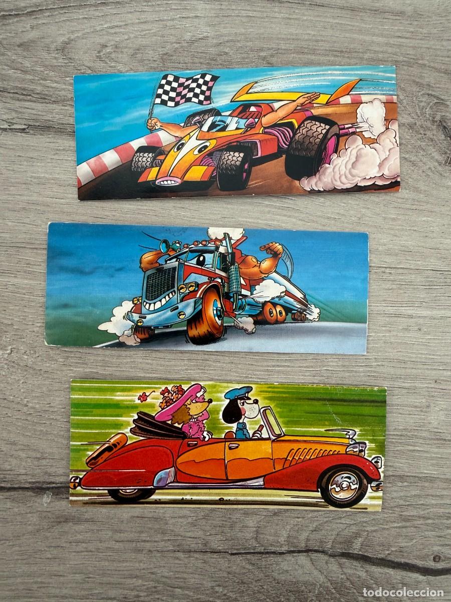 Coleccionismo Cromos antiguos: 3 tiras adhesivas de Donettes - Colecci&oacute;n Veh&iacute;culos animados