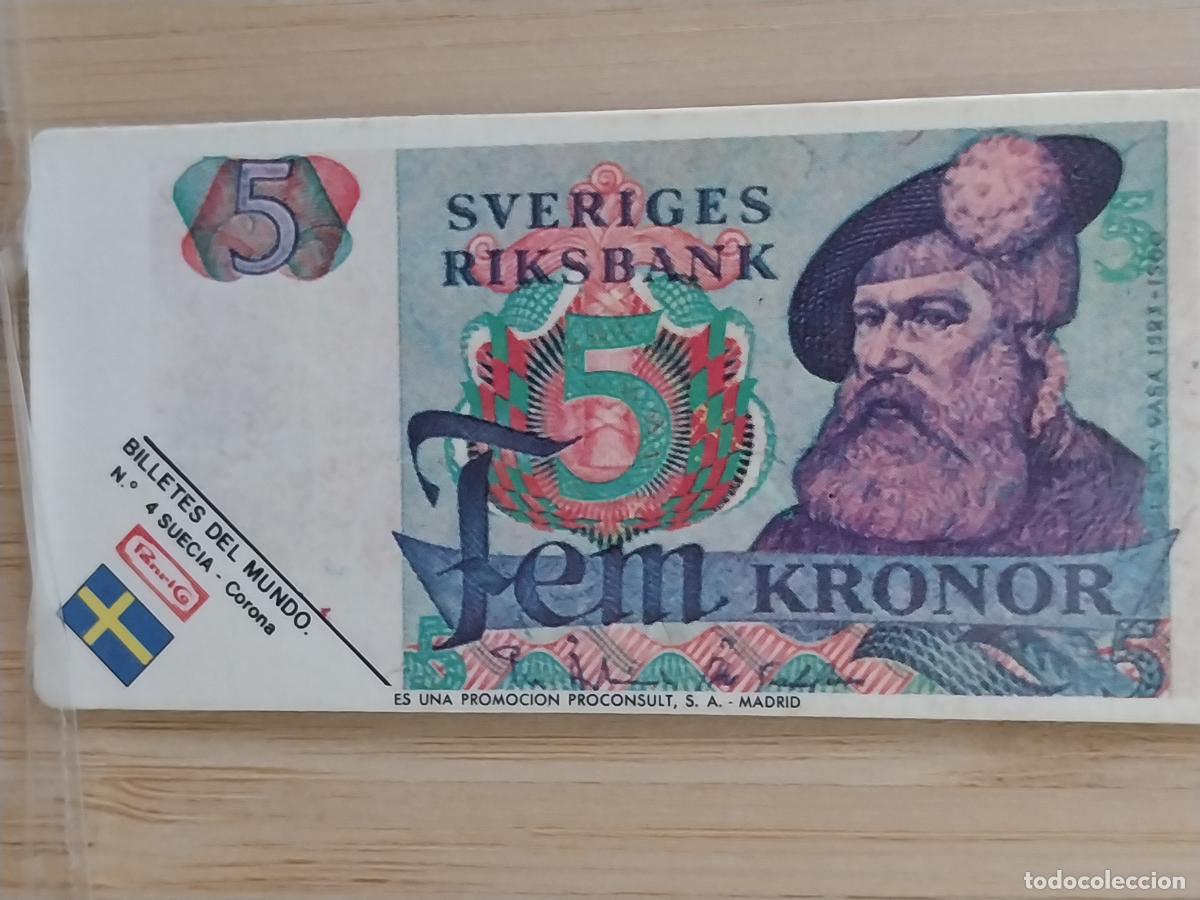 Colecionismo Cromos antigos: PANRICO BILLETES MUNDO 5 CORONAS SUECIA CROMO 4 ORGINAL A&Ntilde;OS 70 8X4CMS JUGADO ***