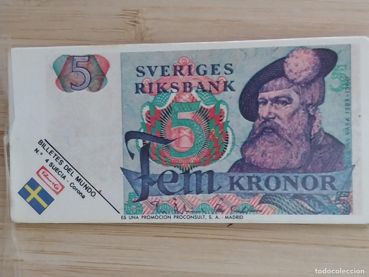 Coleccionismo Cromos antiguos: PANRICO BILLETES MUNDO 5 CORONAS SUECIA CROMO 4 ORGINAL A&Ntilde;OS 70 8X4CMS JUGADO *