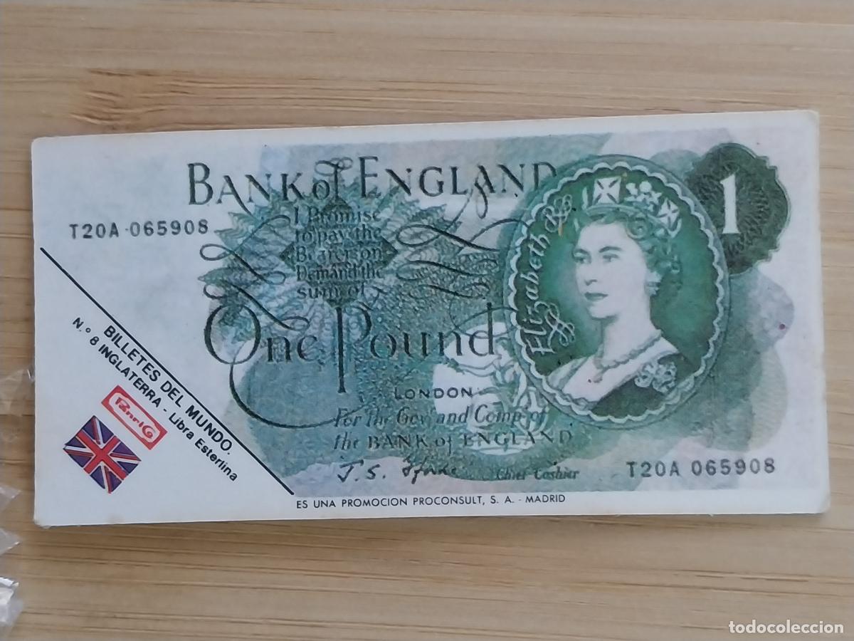 Coleccionismo Cromos antiguos: PANRICO BILLETES MUNDO 1 LIBRA INGLATERRA CROMO 1 ORGINAL A&Ntilde;OS 70 8X4CMS JUGADO