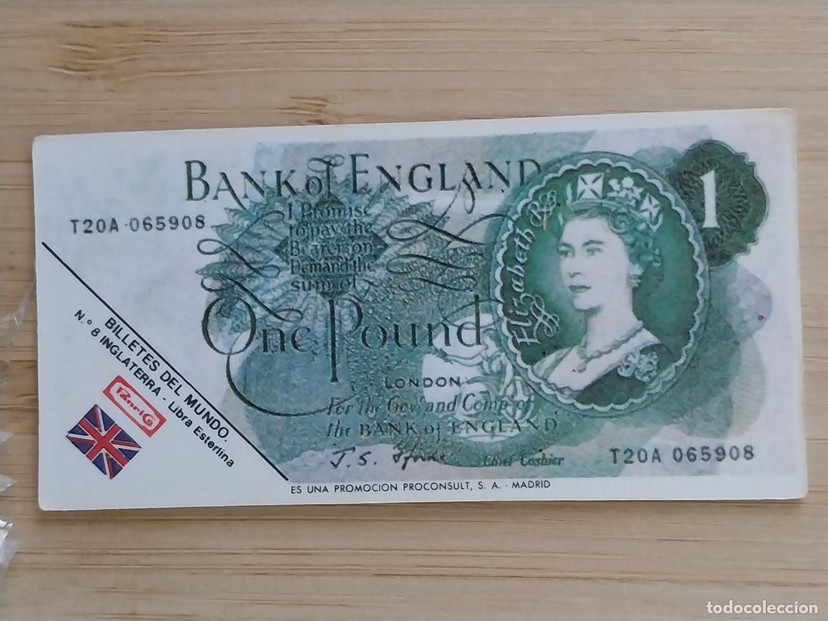 Coleccionismo Cromos antiguos: PANRICO BILLETES MUNDO 1 LIBRA INGLATERRA CROMO 1 ORGINAL A&Ntilde;OS 70 8X4CMS JUGADO *