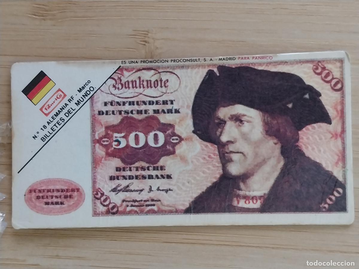 Coleccionismo Cromos antiguos: PANRICO BILLETES MUNDO 500 MARCOS ALEMANIA *** CROMO 18 ORGINAL A&Ntilde;OS 70 8X4CMS JUGADO *