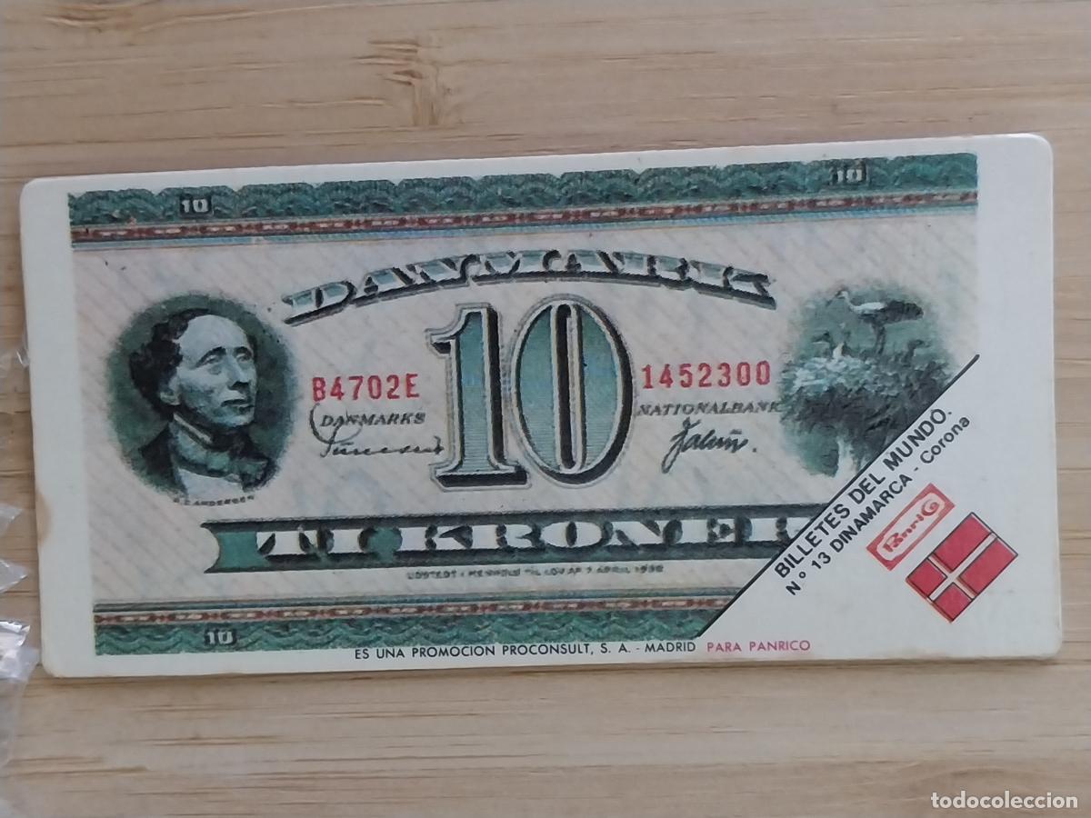 Collectionnisme Cartes &agrave; collectionner anciennes: PANRICO BILLETES MUNDO 10 CORONAS DINAMARCA ** CROMO 13 ORGINAL A&Ntilde;OS 70 8X4CMS JUGADO *