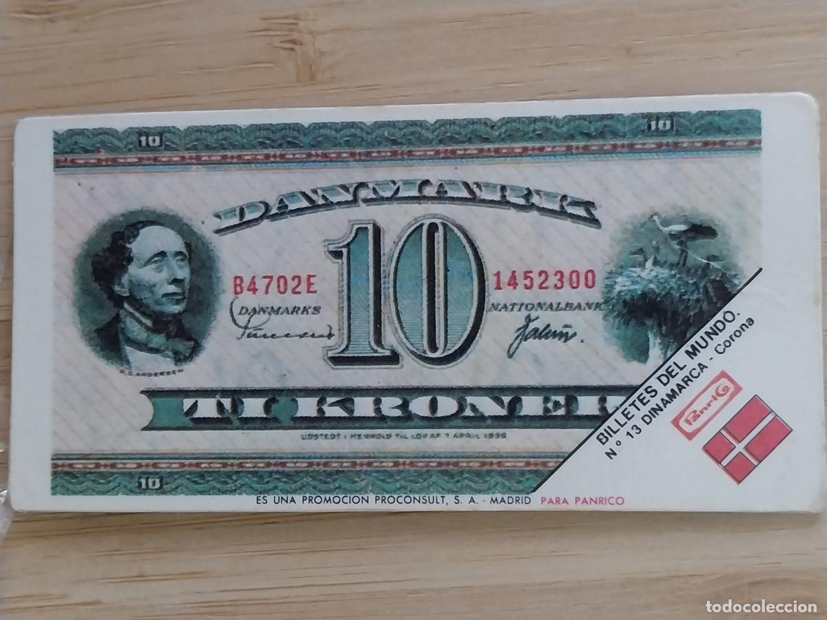 Collectionnisme Cartes &agrave; collectionner anciennes: PANRICO BILLETES MUNDO 10 CORONAS DINAMARCA * CROMO 13 ORGINAL A&Ntilde;OS 70 8X4CMS JUGADO *