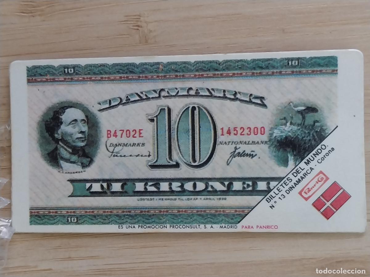 Collectionnisme Cartes &agrave; collectionner anciennes: PANRICO BILLETES MUNDO 10 CORONAS DINAMARCA CROMO 13 ORGINAL A&Ntilde;OS 70 8X4CMS JUGADO *