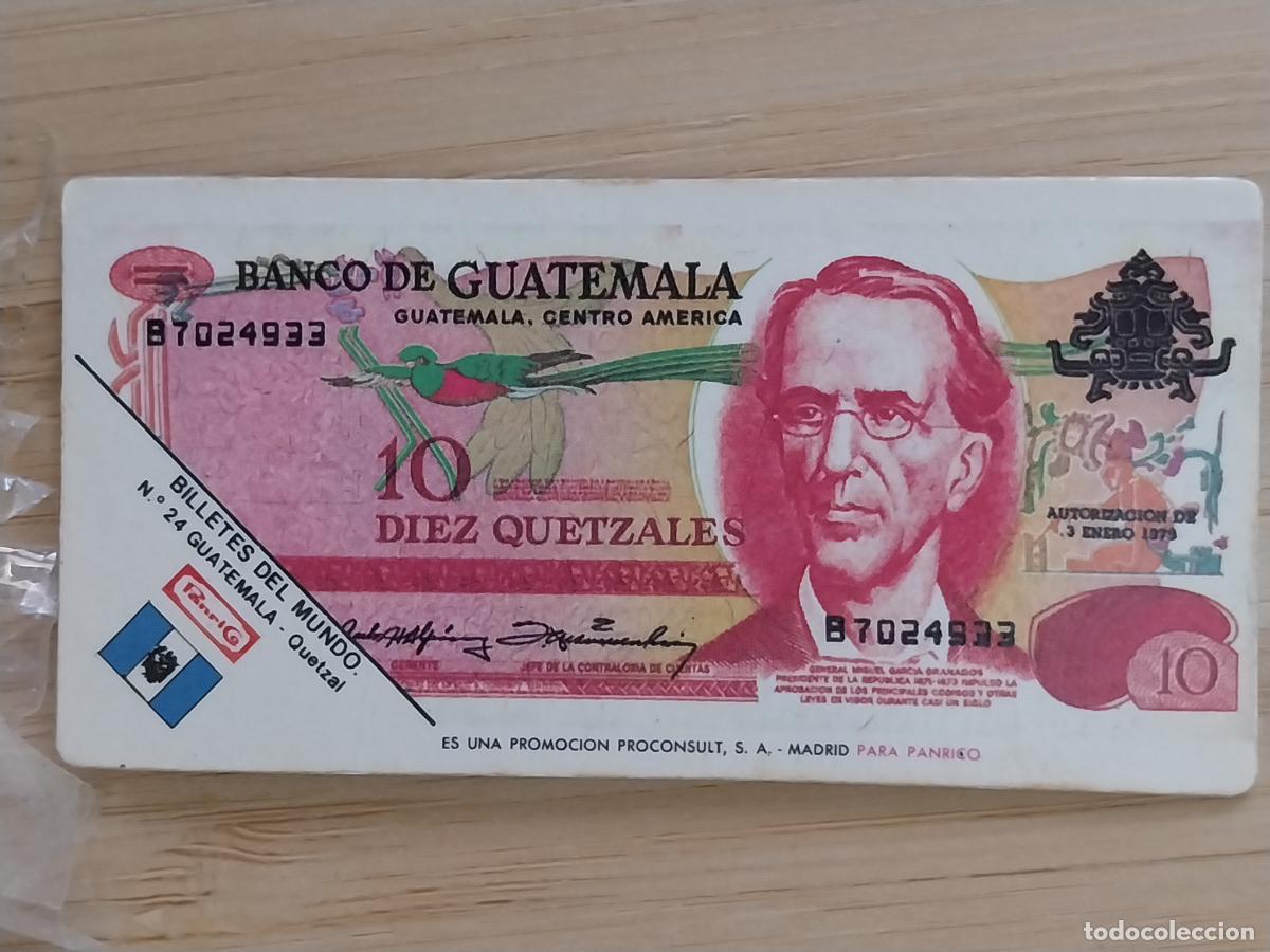 Coleccionismo Cromos antiguos: PANRICO BILLETES MUNDO 10 QUETZALES GUATEMALA ** CROMO 24 ORGINAL A&Ntilde;OS 70 8X4CMS JUGADO *