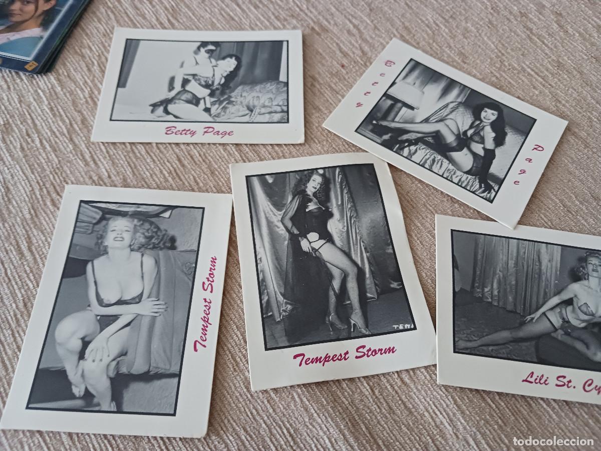 Coleccionismo Cromos antiguos: 5 cromos pinups 1950, tempest storm, betty page y lili st. cyr