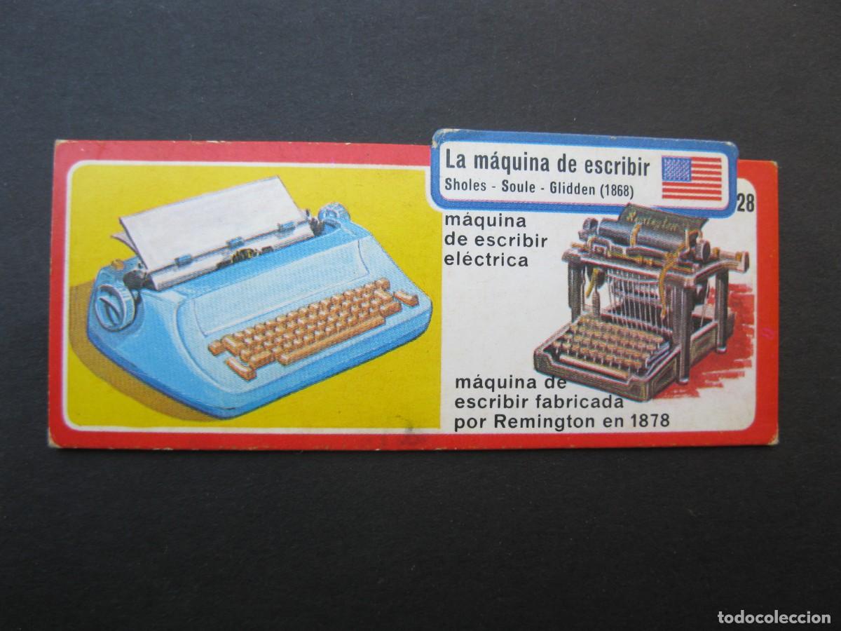 Coleccionismo Cromos antiguos: LOS INVENTOS - CROMO - TARJETA N&ordm; 28 - LA M&Aacute;QUINA DE ESCRIBIR - BIMBO.