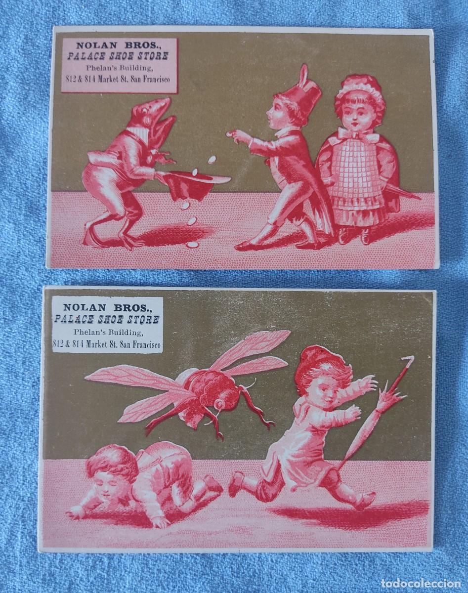 Coleccionismo Cromos antiguos: TARJETAS CROMOS DE CARTULINA ORIGINALES DE NOLAN BROS. PALACE SHOE STORE SAN FRANCISCO SIGLO XIX