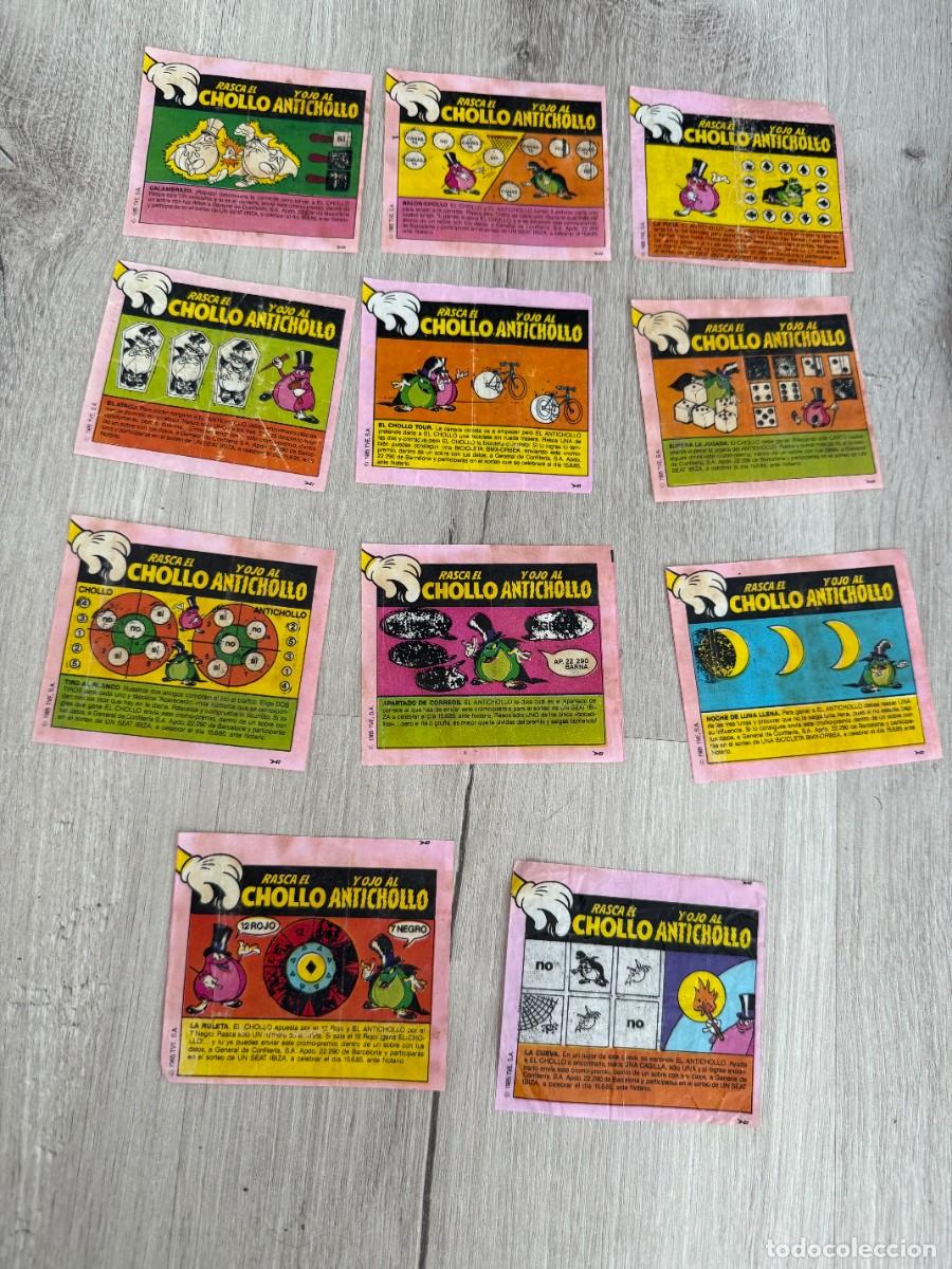 Colecionismo Cromos antigos: 11 cromos chicle Rasca el Chollo y el Antichollo Un, dos, tres