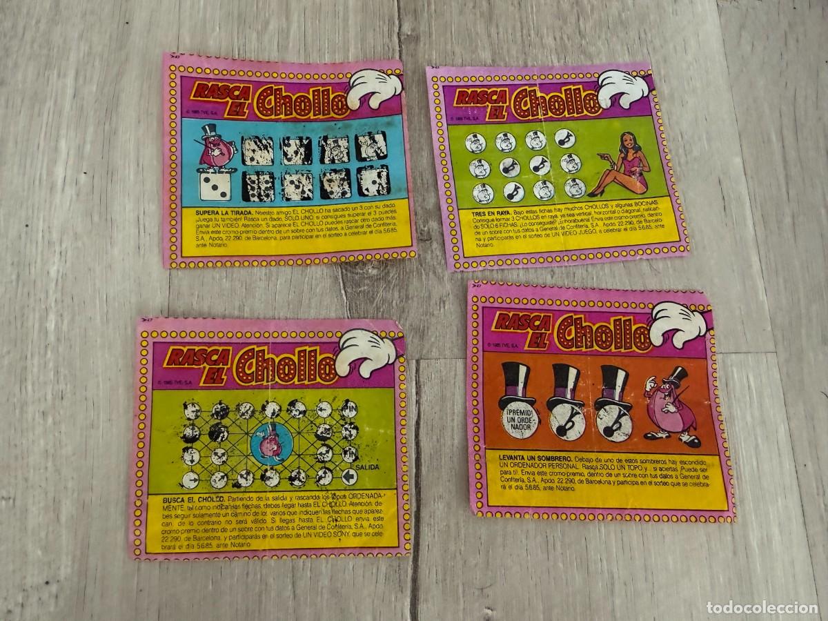 Colecionismo Cromos antigos: 4 Cromos Rasca el Chollo - Chicle - Un, dos, tres