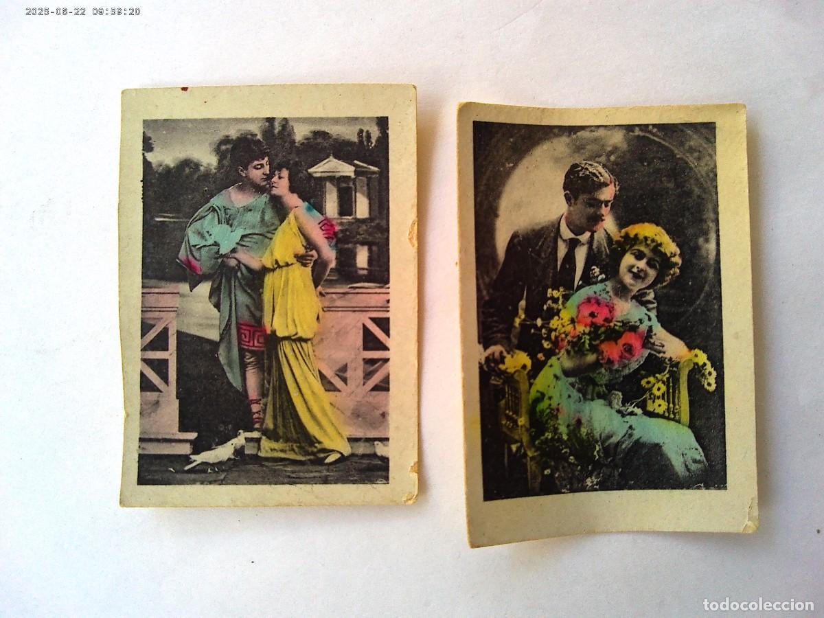 Coleccionismo Cromos antiguos: LOTE DE 2 ANTIGUOS CROMOS FOTOGRAFICOS COLOREADOS , ESCENAS GALANTES