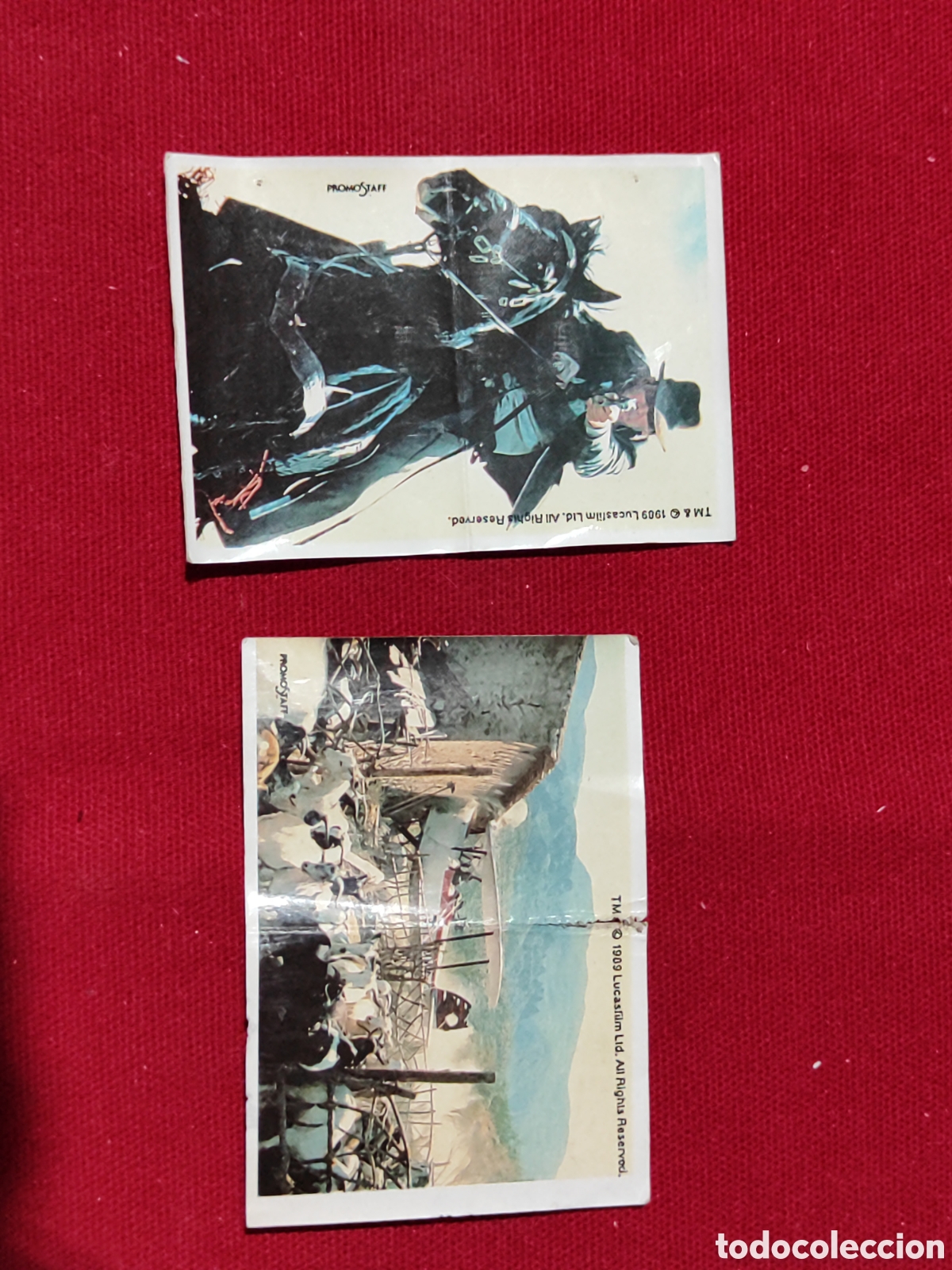 Coleccionismo Cromos antiguos: Pareja de cromos pegatinas de Indiana Jones