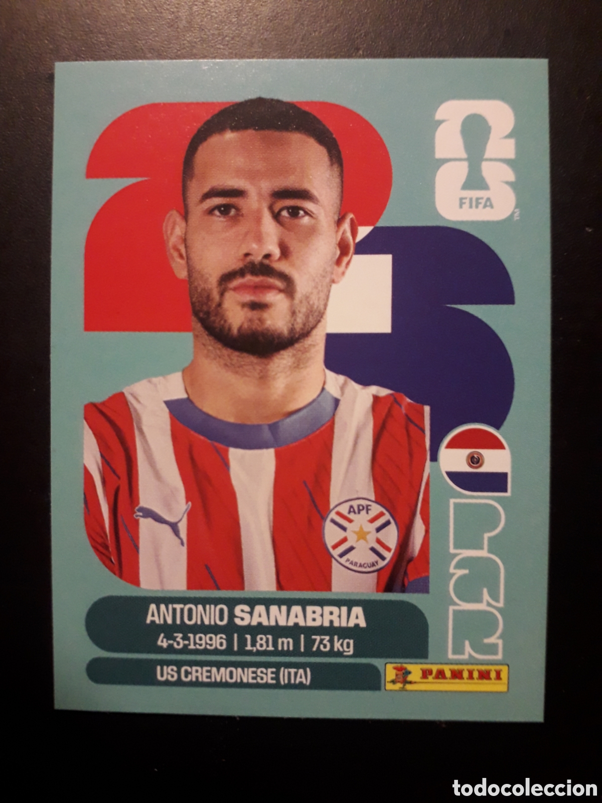 Coleccionismo Cromos antiguos: SANABRIA PARAGUAY PAR 20 MUNDIAL F&Uacute;TBOL 2026 FIFA WORLD CUP PANINI SIN PEGAR PEDIDO M&Iacute;NIMO 3&euro;