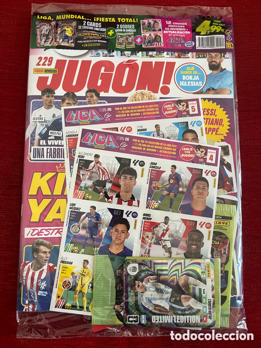 Coleccionismo Cromos antiguos: REVISTA JUGON PRECINTADA 229 CROMOS MERCADO INVIERNO 2025 2026 JULIAN ALVAREZ EDITION LIMITED SOBRES
