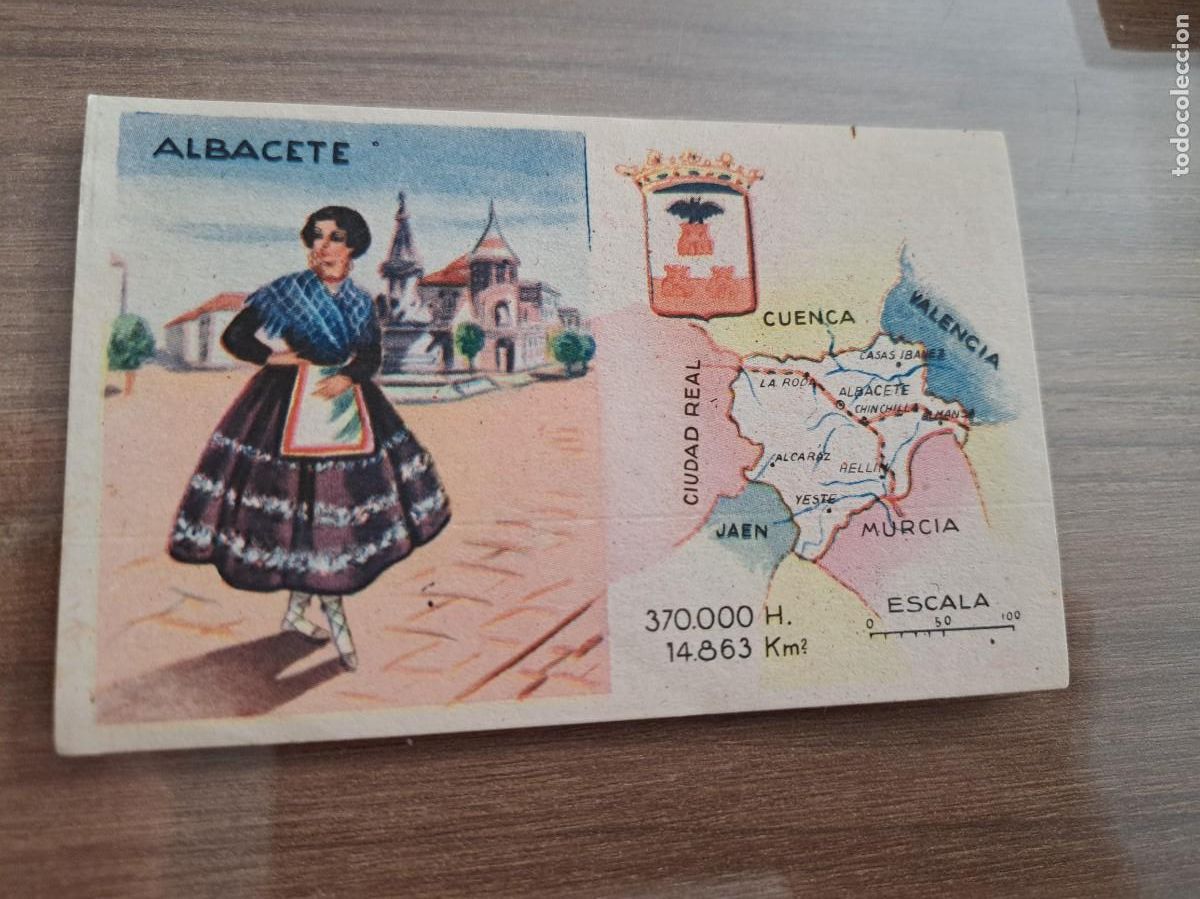 Collectable Antique Stickers: Cromo de Ceregumil a&ntilde;os 50. Regiones de Espa&ntilde;a. Albacete