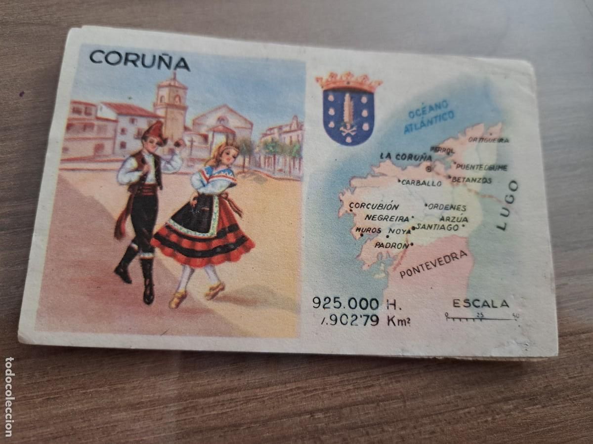 Coleccionismo Cromos antiguos: Cromo de Ceregumil a&ntilde;os 50. Regiones de Espa&ntilde;a. Coru&ntilde;a