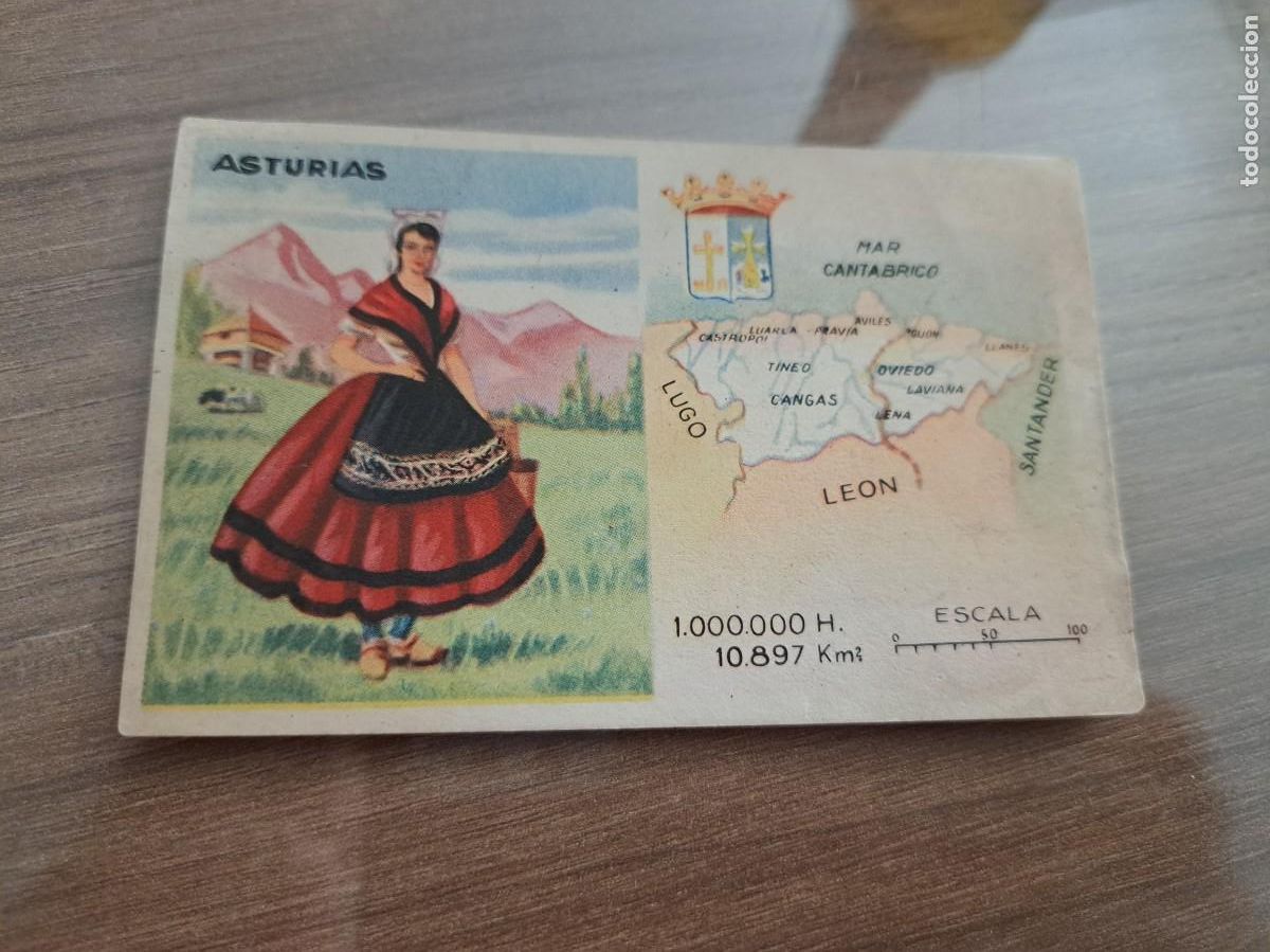 Coleccionismo Cromos antiguos: Cromo de Ceregumil a&ntilde;os 50. Regiones de Espa&ntilde;a. Asturias