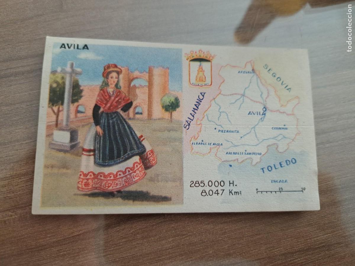 Coleccionismo Cromos antiguos: Cromo de Ceregumil a&ntilde;os 50. Regiones de Espa&ntilde;a. Avila