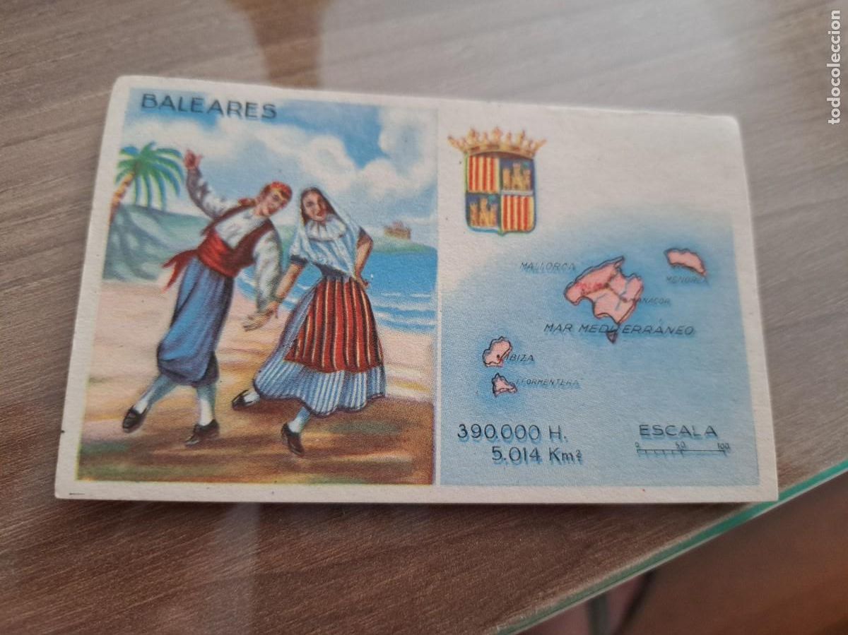 Collectionnisme Cartes &agrave; collectionner anciennes: Cromo de Ceregumil a&ntilde;os 50. Regiones de Espa&ntilde;a. Baleares