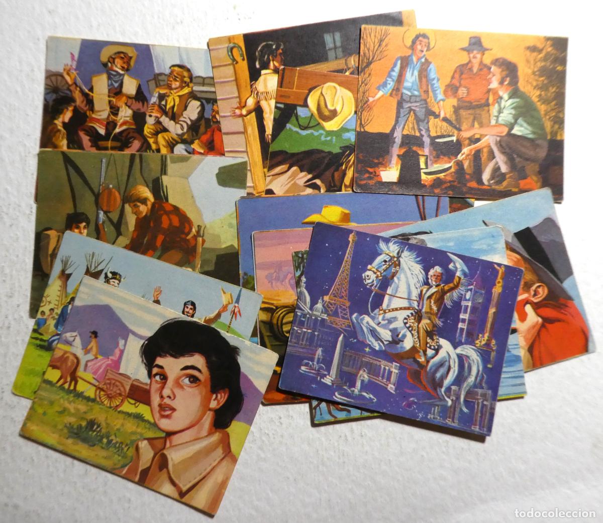 Collezionismo Figurine antiche: LOTE DE 14 CROMOS AVENTURAS BUFALO BUFFALO BILL 1962. ,sin pegar con lista de n&uacute;meros
