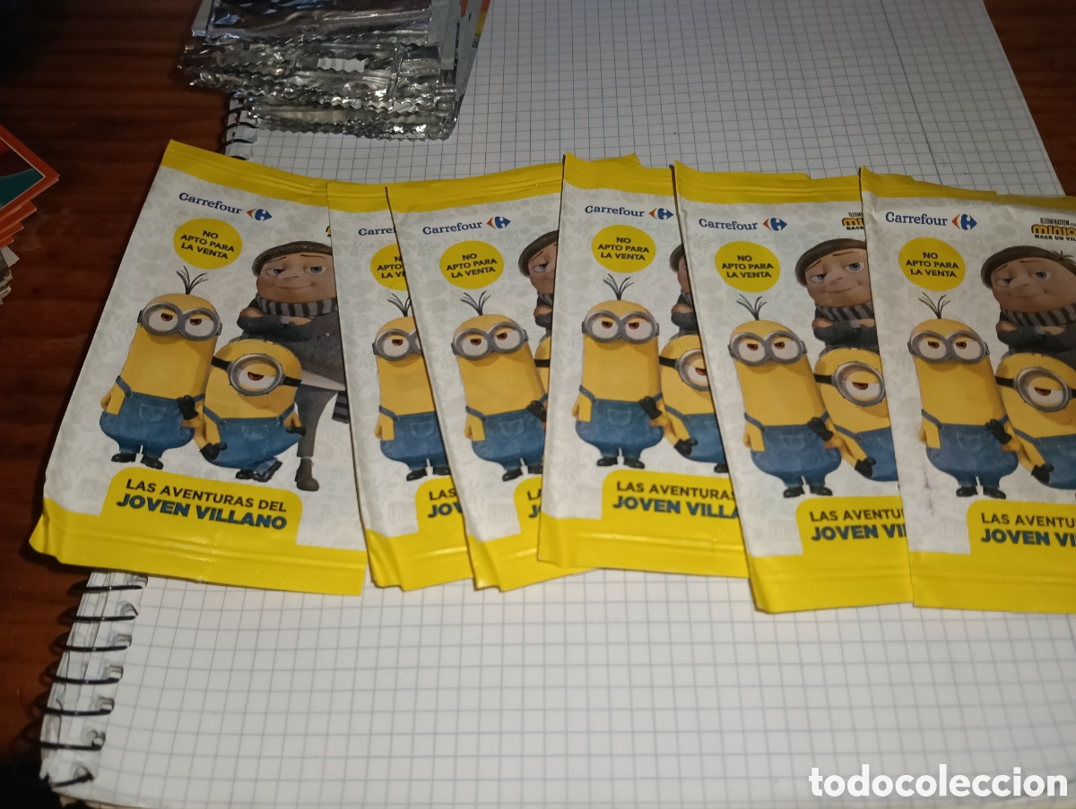 Coleccionismo Cromos antiguos: 6 sobres sellados Los Minions nace un villano Carrefour