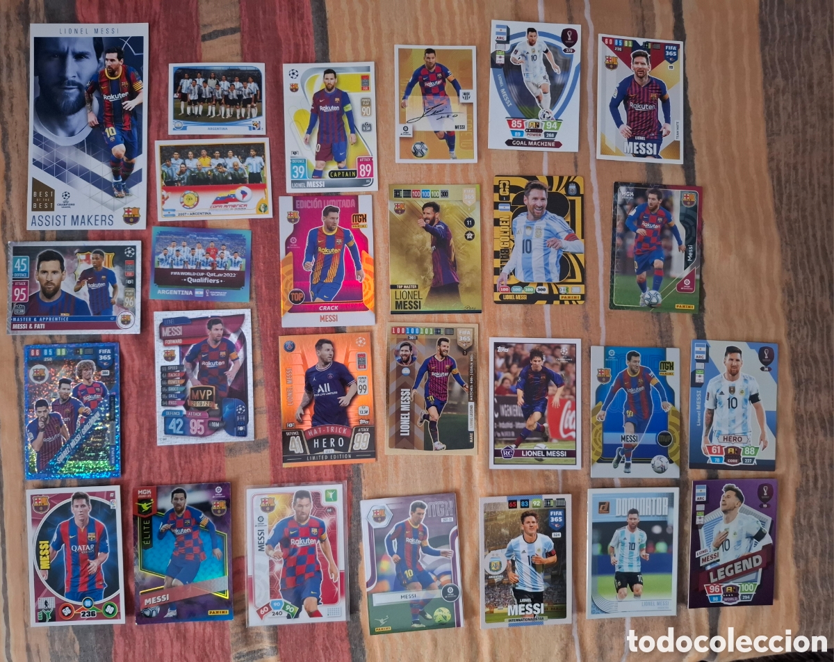 Coleccionismo Cromos antiguos: Lote 27 cromos Messi nuevos de sobre, alguna edici&oacute;n limitada