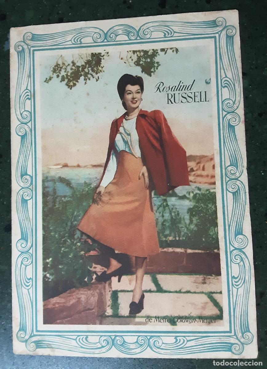 Collectable Antique Stickers: CROMO POSTAL DE ROSALIND RUSSELL, CON PUBLICIDAD DE AB&Eacute;&Ntilde;ULA.