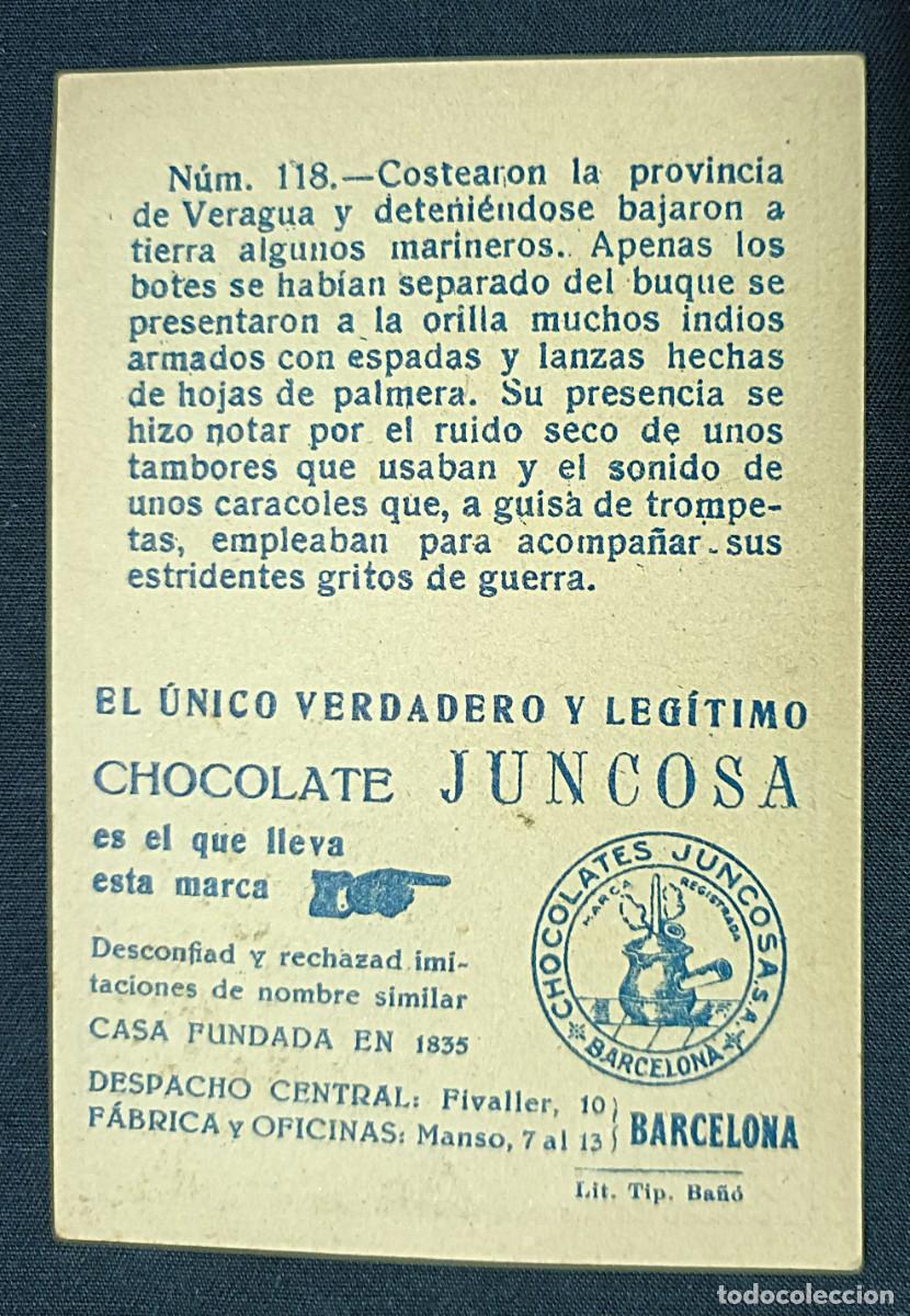 Coleccionismo cromos antiguos: CROMO CRIST&Oacute;BAL COL&Oacute;N N&ordm; 118.CHOCOLATES JUNCOSA - Foto 2