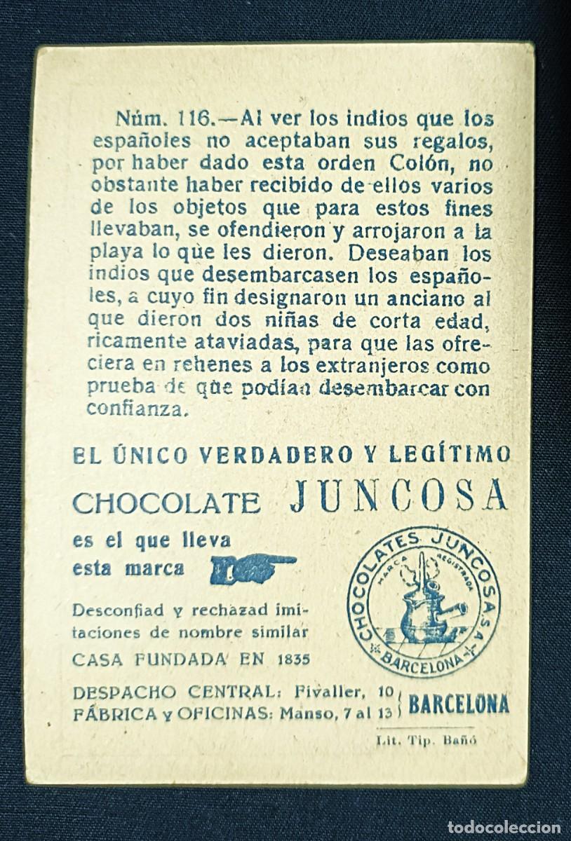 Coleccionismo cromos antiguos: CROMO CRIST&Oacute;BAL COL&Oacute;N N&ordm; 116.CHOCOLATES JUNCOSA - Foto 2