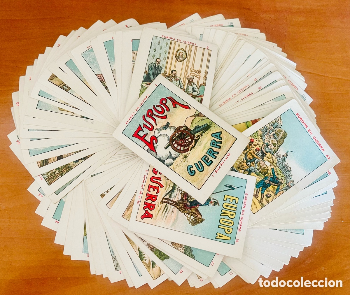 Coleccionismo Cromos antiguos: COLECCI&Oacute;N EUROPA EN GUERRA, 125 CROMOS COMPLETA, 5 SERIES, (PUBLICIDAD VARIADA), ESCASA!!!