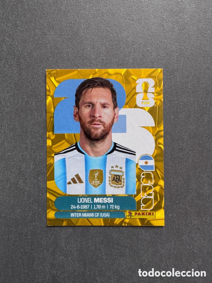 Coleccionismo Cromos antiguos: Panini World Cup 2026 Messi Gold Crumpier
