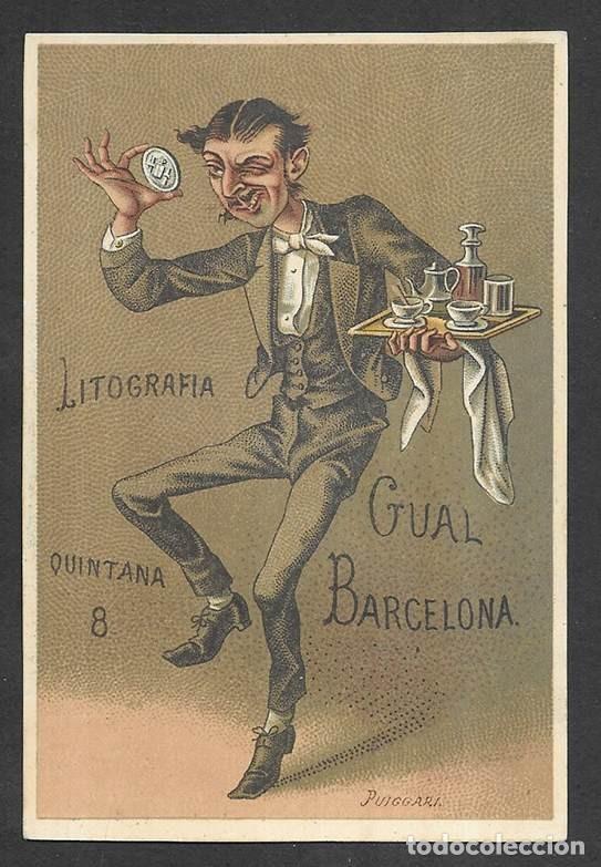 Collectable Antique Stickers: Cromo antiguo. Litografia Gual. Quintana, 8 Barcelona ( Puiggali) Litografia Gual 1877?