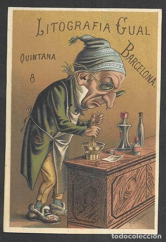 Collectable Antique Stickers: Cromo antiguo. Litografia Gual. Quintana, 8 Barcelona ( Puiggali) Litografia Gual 1877?
