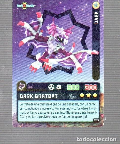 Coleccionismo Cromos antiguos: CROMO DE INVI Z IMALS Y PANINI DEL A&Ntilde;O 2009 DARK N&ordm; 365 DARK BRATBAT