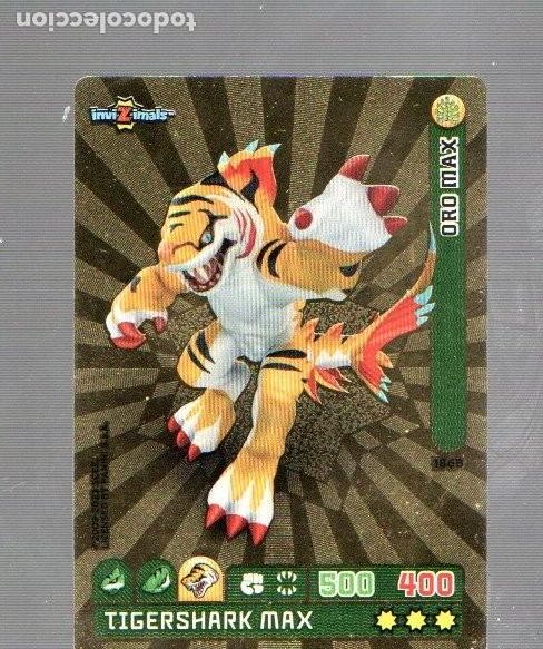 Coleccionismo Cromos antiguos: CROMO DE INVI Z IMALS Y PANINI DEL A&Ntilde;O 2009 DARK N&ordm; 2168 TIGERSHARK MAX COLOR ORO
