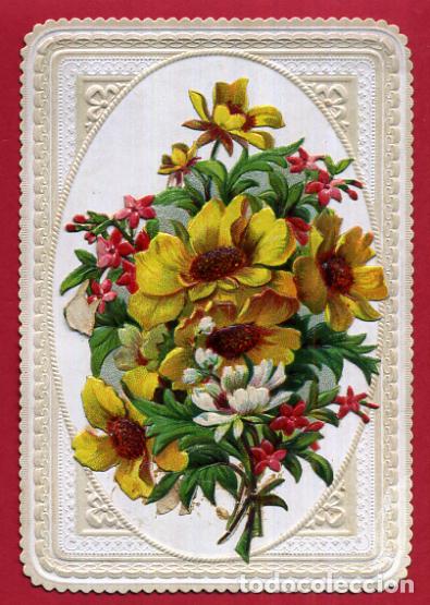 Coleccionismo Cromos antiguos: CROMO FELICITACION EN EL DIA DE HOY FLORES TROQUELADAS ANTIGUO ORIGINAL CR5 2&ordm;P 8