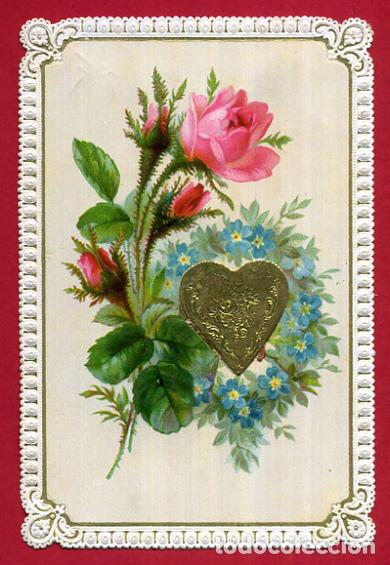 Coleccionismo Cromos antiguos: CROMO FELICITACION EN EL DIA DE HOY FLORES TROQUELADAS ANTIGUO ORIGINAL CR5 2&ordm;P 9
