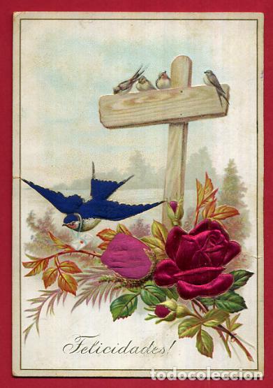 Coleccionismo Cromos antiguos: CROMO FELICITACION FLORES FELICIDADES FLORES TROQUELADO ANTIGUO ORIGINAL CR5 2&ordm;P 13
