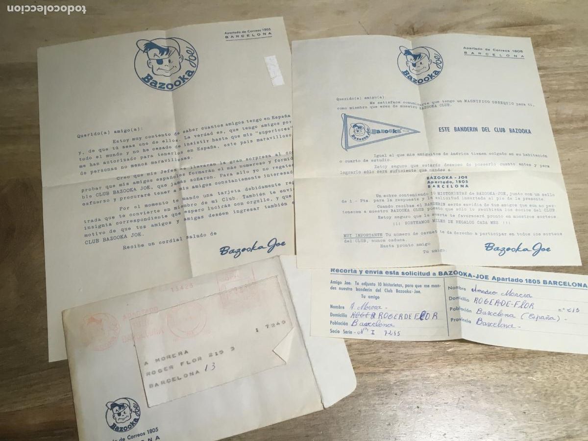 Coleccionismo Cromos antiguos: bazooka chicles sobre y cartas promocionales originales a&ntilde;os 60